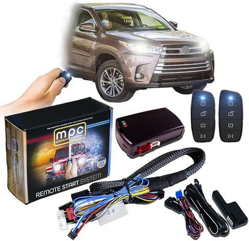 MPC Plug N Play Remote Starter for 2014-2019 Toyota Highlander |Push to Start| |Gas| with T-Harness - (2) Ultra-Compact Extended Range 1-Button Remotes - Up to 1,500 ft in Kuwait