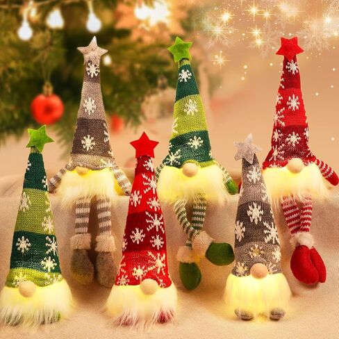 6 عبوات من HINZER زينة عيد الميلاد مقاس 13.7 بوصة مضاءة سويدية Tomte Xmas Gnome Jingle Bell قطيفة دمية قزم إسكندنافية سانتا زينة عيد الميلاد تضيء العطلات في الأماكن المغلقة هدايا ديكور المنزل على الطاولة in Kuwait