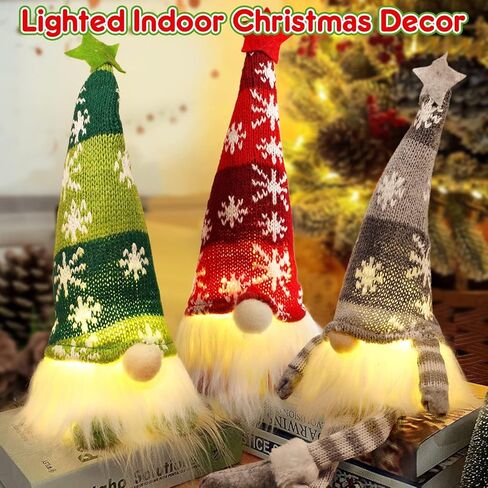 6 عبوات من HINZER زينة عيد الميلاد مقاس 13.7 بوصة مضاءة سويدية Tomte Xmas Gnome Jingle Bell قطيفة دمية قزم إسكندنافية سانتا زينة عيد الميلاد تضيء العطلات في الأماكن المغلقة هدايا ديكور المنزل على الطاولة in Kuwait