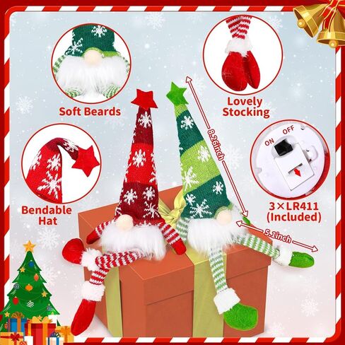 6 عبوات من HINZER زينة عيد الميلاد مقاس 13.7 بوصة مضاءة سويدية Tomte Xmas Gnome Jingle Bell قطيفة دمية قزم إسكندنافية سانتا زينة عيد الميلاد تضيء العطلات في الأماكن المغلقة هدايا ديكور المنزل على الطاولة in Kuwait
