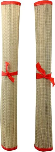 Set of 2 Natural Straw Beach Mats 24" x 72" - Multi-Purpose, Portable & Eco-Friendly - Perfect for Yoga, Picnics, Camping Festivals & Outdoor Activities in Saudi Arabia