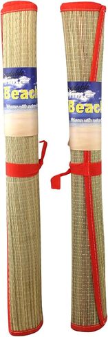 Set of 2 Natural Straw Beach Mats 24" x 72" - Multi-Purpose, Portable & Eco-Friendly - Perfect for Yoga, Picnics, Camping Festivals & Outdoor Activities in Saudi Arabia