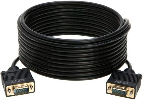 VGA Cable SVGA Super Video Cord Male 15 Pin Wire Monitor 3ft ، 6ft ، 10 ft ، 15ft ، 25 قدمًا ، 30 قدمًا ، 50 قدمًا (100 قدم) (100 قدم) in Kuwait