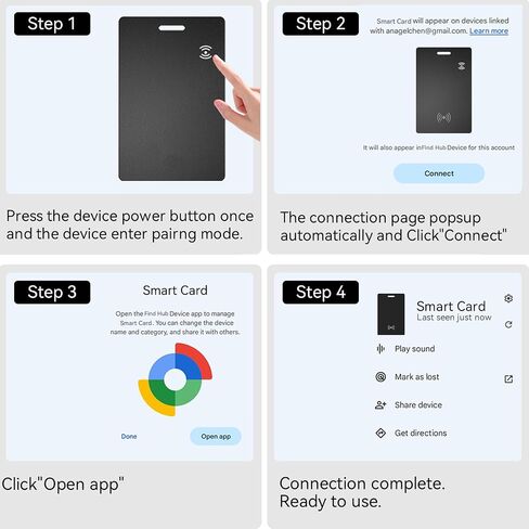 مكتشف محفظة لنظام Android ، بطاقة Tracker Wallet Google معتمدة ، 1.8 ملم لاسلكي رفيع قابلة لإعادة الشحن محدد موقع العنصر ، IP68 Tracker Smartcard Tracker لـ Google Find Hub App (Android فقط) in Kuwait