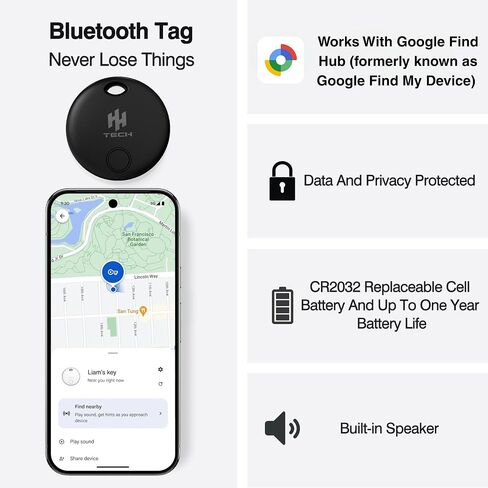 HH-Tech Bluetooth Tracker (Pack-2 Black+White) For Android Devices Works with Google Find My, Find Hub, Tracker, Item Finder, Easily Track Your Wallet, Bag, Suitcase, and More (Android only) in Saudi Arabia