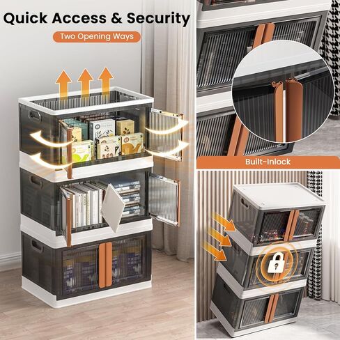 Sineda 4 عبوات تخزين مع أغطية - 8.4 جالون صناديق تخزين قابلة للطي مع عجلات وأبواب، صناديق تخزين قابلة للتكديس للملابس والبطانيات والكتب والفراش والألعاب. (8.4 جالون - 4 عبوات، أخضر) in Kuwait