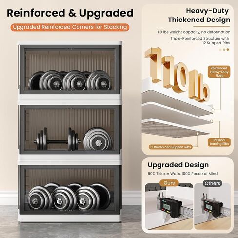 Sineda 4 عبوات تخزين مع أغطية - 8.4 جالون صناديق تخزين قابلة للطي مع عجلات وأبواب، صناديق تخزين قابلة للتكديس للملابس والبطانيات والكتب والفراش والألعاب. (8.4 جالون - 4 عبوات، أخضر) in Kuwait