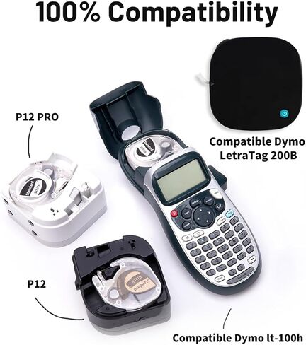 Phomemo P12 Plastic Label Tape, Label Maker Refill Compatible with DYMO LetraTag 200B LT-100H LT-100H Plus & Phomemo P12 Label Maker, Replacemant for Dymo Label Maker Refills, 12mm x 4m 1/2 x 13 in Saudi Arabia