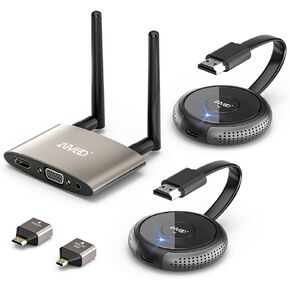 Wireless HDMI Transmitter and Receiver 4K Kits, 2 Transmitters and One Receiver, Casting 5G HDMI VGA Video/Audio for PC, Laptop, Phone, Camera, Blu-ray, Netfix, PS5 to Monitor, Projector, HDTV-165FT