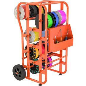 Wire Spool Rack Wire Caddy for Spool, Portable Wire Rack Dispenser with Wheels, Automotive Wire Storage, Multi-Spool Wire, Cable Dispenser, Electrical Wire Spool Holder Cart with Storage Tray (Black)
