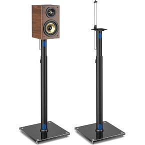 Rfiver Bookshelf Speaker Stands Pair, Height Adjustable Rear Speaker Stands from 32" to 43" with 360° Swivel, 11 lbs Capacity, Set of 2 for Satellite & Small Bookshelf Speakers
