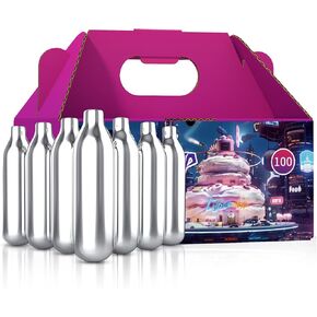 Whipped Cream Chargers N2O Nitrous Oxide 9-Gram Cartridge for Whipped Cream Dispenser, 100 Pack