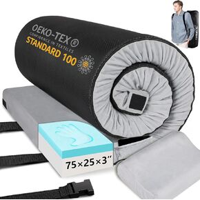 Vingli 3 "Memory Foam Pay Pading Camping Camping ، مرتبة طابق محمولة نوم سرير سرير لافتة للضيوف البالغين مع وسادة وجيب الهاتف