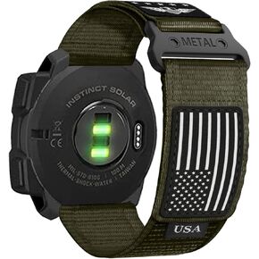 Rugged Nylon Bands with Stars - Stripes Flag Design for Garmin Instinct 2 Solar/Instinct 3 45mm/Instinct, 22mm Sport Breathable Wristband for Garmin Instinct Tactical/E 45mm/Tide/Esports