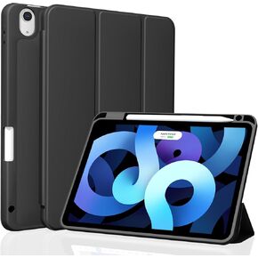 Case for iPad Air 11-inch M3 (2025) / M2 (2024), Air 5th Generation (2022) / 4th Generation (2020) 10.9 inch, Auto Sleep/Wake Smart Cover Soft TPU Back Case with Pencil Holder, Black