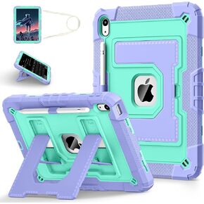 for iPad (A16) 11th/10th Generation 11/10.9 Inch 2025/2022 Kids Friendly iPad Case 10th Generation with Pencil Holder,Heavy Duty Shockproof Cover for i Pad 11th/10th Gen,Black Blue
