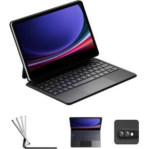 Keyboard Case for Samsung Galaxy Tab S10+/S9+ /S9FE+/ S8+/ S7+/S7 FE 12.4inch, Case with Keyboard Magnetic Floating Cantilever Stand, Multi-Touch Trackpad, 7 Colors Backlight, 1.6lbs-Black