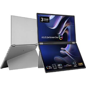 ASUS Zenscreen Duo OLED 360 ° قابلة للطي (MQ149CD)-مزدوج 14 بوصة ، 16:10 ، 1920x1200 ، DisplayHdr400 True Black ، 100 ٪ DCI-P3 ، Delta <2 ، Dual USB-C ، Mini-HDMI