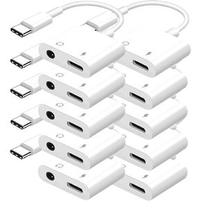 Seulliya USB C to 3.5mm Headphone Jack and Charger Adapter, 2-in-1 Audio & Fast Charging Splitter for Apple iPhone 16/15/Pro/Pro Max, iPad, Samsung, Pixel, and More 2Pack