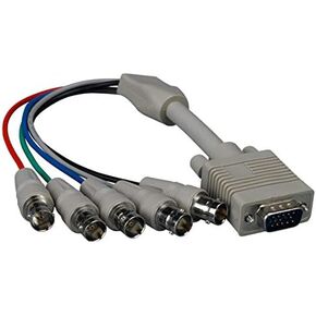 1ft VGA HD15 to 5 BNC RGBHV Monitor Cable (M/F (1 Pack), Gray)