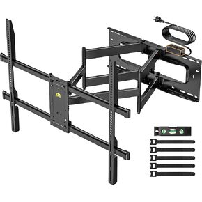 FORGING MOUNT Heavy Duty 98 100 inch TV Wall Mount with Power Strip for 50–100 Inch Large TVs up to 220 lbs,Full Motion TV Mount Bracket Smooth Swivel,Tilt,Extends,VESA 800x600mm,16"-24" Wood Studs