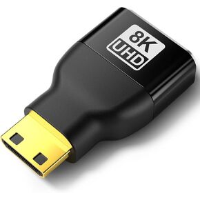 Mini HDMI to HDMI Adapter, 8K@60Hz 4K@144Hz Gold-Plated Converter, Female to Mini HDMI Male Adapter for DSLR Camera, Laptop, Tablet, HDTV, Raspberry P, Monitor, Projector - High Speed & Durable