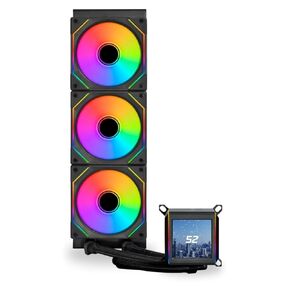 Lianli Galahad II LCD 360 SL-Inf BLAIN WATER CPU CONER ، مضخة الجيل الثامن ، موصل أنبوب 45 درجة ، 14.2 بوصة (360 مم).