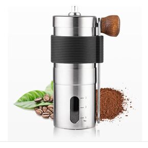 Portable Manual Coffee Grinder Tapered Burr Stainless Steel Grinder with Foldable Hand Crank for Smooth Grinding, Home, Office, Camping, Travel, Espresso