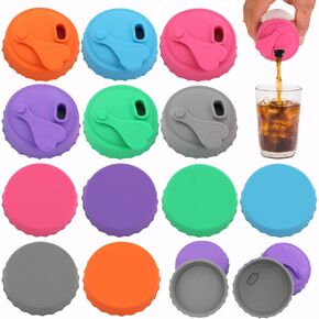 12 Pcs of Soda Can Lids, Can Covers for Soda, Two Styles to Choose From, Sealed and Leak-Proof, Reusable, Suitable for Beer, Juice, Etc., Suitable for Standard Cans (6 Colors)