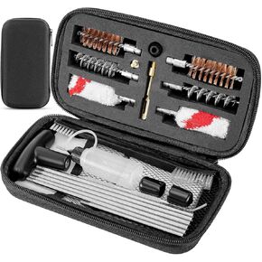 Shotgun Cleaning Kit for 12 Gauge, 12 GA Bronze and Spring Bore Brushes, Cotton Mops, Nylon Brush, Cleaning Pick, Brass Patch Holder, 33 inch Cleaning Rods with Zippered Compact Case