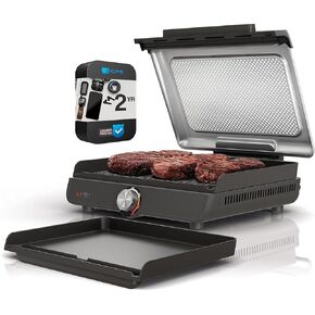 Ninja GR101 Sizzle Smokeless Indoor Grill & Griddle (Renewed) Bundle with 2 YR CPS Enhanced Protection Pack