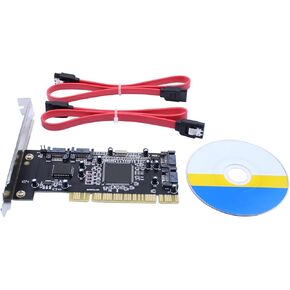 APPERIANPAR 4 POTTS PCI SATA RAID ADAPTER INTERICALER ADAPTER ، PCI إلى محول محول SATA مع 2 كابلات SATA لمكتب سطح المكتب HDD SSD 754914477846