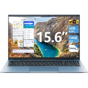 Naclud 15.6 Inch Laptop Computer, Windows 11 Laptop, 4GB DDR4 128GB SSD, Celeron N4000 Processor, 180° Open Angle, HDMI, USB 3.2, 7000mAh, BT5.0, Type-C, for Business Student