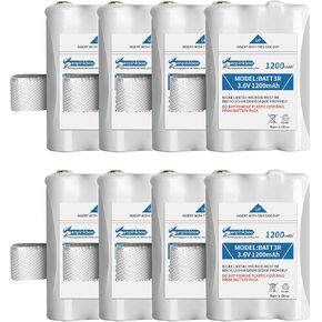 8-Pack BATT3R Battery AVP14 Replacement Upgraded 1200mAh for Midland BATT3R LXT600 LXT630 LXT630X3 LXT633 T50 T60 T51 T61 T55 T65 X-Talker Walkie-Talkie Radios Batteries 3.6V