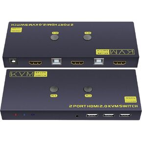 HDMI KVM Switch 2 مراقبين 2 أجهزة الكمبيوتر EDID EDID المحاكي 4K 144Hz تبديل مفتاح Hotkey مراقب KVM Switch HDMI EDID 2 مراقب 2 أجهزة الكمبيوتر 1440P 120Hz 144Hz 165Hz 240Hz USB3.0 FREESYNC G-SYNC