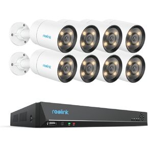 REOLINK 2K 4MP PoE Security Camera System, Color Night Vision, Indoor Outdoor Surveillance, Smart Person/Vehicle/Pet Detection, 8xCX410 & 1x16CH REOLINK NVR RLN16-410, Pre-Install 4TB