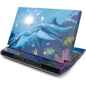 MightySkins Skin Compatible with Alienware Area-51M 17" (2019) - Kissing Dolphins | Protective, Durable, and Unique Vinyl Decal wrap Cover | Easy to Apply, Remove, and Change Styles | Made in The USA