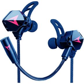 Battle Buds Pro in-Ear Gaming Headset with Dual Microphone, Mute and Volume Control, Wired Earphones for Mobile, Switch, Xbox One, PS, PC (Blue)
