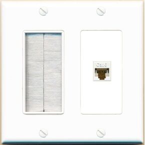 RiteAV 1 Port Cat6 Ethernet Wall Plate Female-Female - Brush [Ivory/Ivory]