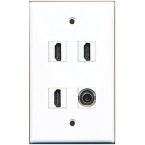 RiteAV - 3 x HDMI and 1 x 3.5mm Audio Port Wall Plate White