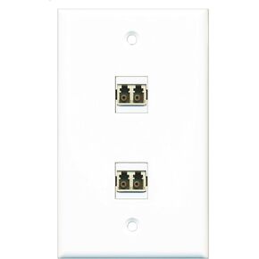 RiteAV - 2 Port LC Fiber Multimode Duplex Wall Plate - Bracket Included