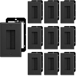 FGB 10 Pack Brage Wall Plate مع قوس التثبيت منخفض الجهد ، كابل يمر عبر لوحة الحائط للأسلاك ، حزام الوصول إلى كابل العصابة ، مقبس الجدار - أبيض