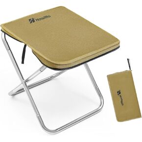 Camping Stool, 16in Tall Portable Folding Stool with Carry Bag, Upgraded Ultralight Chair with Roomy Seat for Adults, Holds 280lbs, Ideal for Hiking, Fishing, Outdoor Use, Black