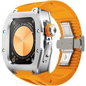 Amazwi for Apple Watch Series 10 46 مم الفولاذ المقاوم للصدأ الفولاذ المقاوم للصدأ الفولاذ الفلوروببر الرياضة رات على حزام حزام حزام Mod Kit Metal Accessories و Band (Blue)