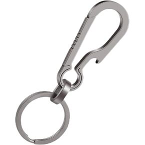 Ouligay Titanium Carabiner Keychain Clip Quick Release Bottle Opener Keychain EDC Key Holder Organizer Titanium Key Chain with Titanium Key Ring