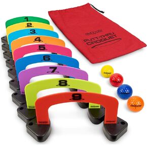 GoSports Putt-Thru Croquet Putting Game - Includes 9 Gates, 4 Golf Balls and Tote Bag - Play at Home, the Office or On the Green!