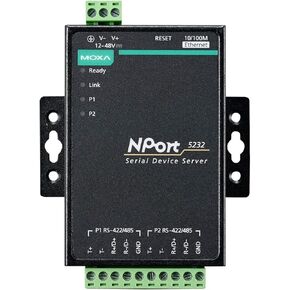 NPort 5232 Device Server - 2 Port RS-422/485 Device Server, 10/100M Ethernet, Terminal Block, 12-30VDC (Adapter Not Included) (Moxa)