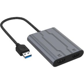 USB 3.0 to Dual HDMI Adapter - 4K+4K 60Hz Ultra HD - Built-in DisplayLink DL6950 Chip - Extend Screen to Multiple Monitor TV Compatible with Windows,Mac OS,Android,Chrome OS