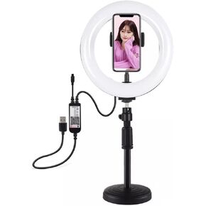 7.9 Inch Curved Surface RGBW Light Photo Lamp Dimmable Remote Control with Phone Holder Selfie Video Fill Light Set