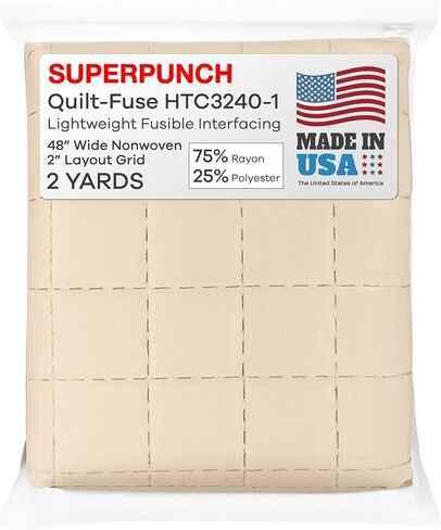 Superpunch Quilt-Fuse HTC3240-1 واجهة/بطانة، واجهة بيضاء قابلة للانصهار خفيفة الوزن - شبكة تخطيط غير منسوجة واسعة 48 بوصة 2 بوصة، حديد على واجهة البوليستر/الحرير الصناعي لمستلزمات الحرف اليدوية - صنع في الولايات المتحدة الأمريكية in Kuwait